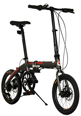TYXTYX Folding 16 Zoll Klapprad Faltrad 7 Gang für Herren, Damen, Mädchen, leichtes Mini-Fahrrad,Erwachsene Ultraleichtes Tragbares Pendlerfahrrad