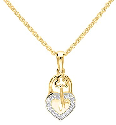 My Gold Damen Herzkette Kette Mit Anhänger Gold Echtes Gelbgold 333/750 (8/18 Karat) Zirkonia Herzform 20mm x 9,5mm Halskette 45cm Renee Set