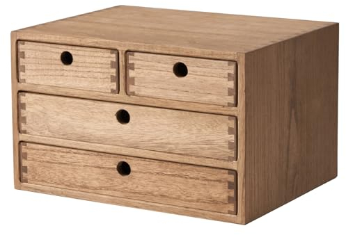 KIRIGEN Scatole di Legno con cassetti per Documenti Piatti, con Scomparti per archivio, Montaggio Senza ferramenta 3 Livelli/4 cassetti Marrone