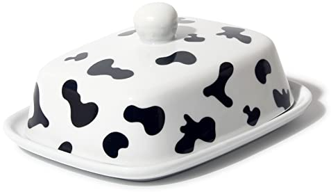 Theo&Cleo Mantequera de cerámica de, para todo tipo de mantequilla (250 g), diseño de vacas