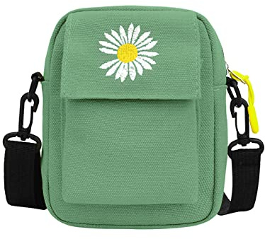 FuninCrea Canvas Small Women's Shoulder Bag Cute Crossbody Phone Bag with Zipper, Mini Crossbody Bag for Womens and Grils, Mobile Phone Cross body Bag Removable and Adjustable Strap