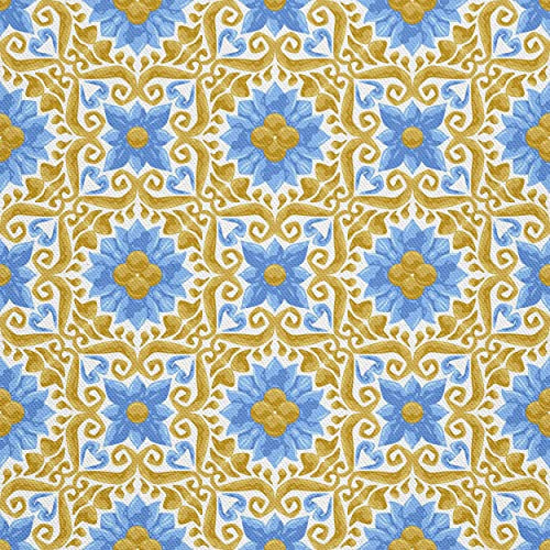 HEKO PANELS Stoff Oxford Wasserdichte Meterware Canvas-Stoff Polyester Stoff Zum Nähen Nähstoffe Möbelstoffe Dekostoffe Wasserabweisend Blickdicht Ornamenten Blumenmuster 1 Meter 155 x 100 cm, DX1059