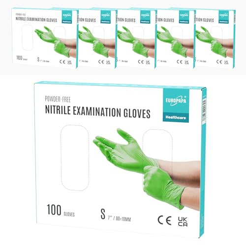 EUROPAPA® 500x Einweghandschuhe Nitrilhandschuhe puderfrei Untersuchungshandschuhe EN455 EN374 latexfrei Einmalhandschuhe Handschuhe in Gr. S, M, L & XL verfügbar (Grün, S)