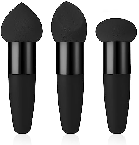 Sibba 3 spugnette per trucco, per fondotinta, correttore, sfumature, mini pennello angolato, per applicazione artistica, sopracciglia, viso, cipria (nera)