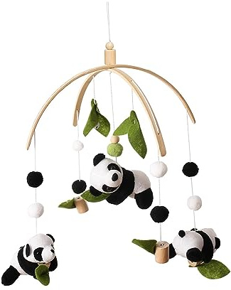 predolo Baby Crib Mobile Toy Baby Rattle Toy Panda Sensory Toy Photography Props Bamboo Leaf Hanging Rattle Toys Bed Bell Toy for Stroller Pushchair