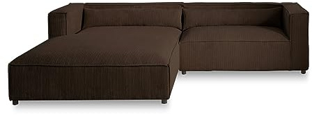 Lisa Design ELA – 4-Sitzer Ecksofa Links – aus Cordsamt – zeitgenössischer Stil Braun