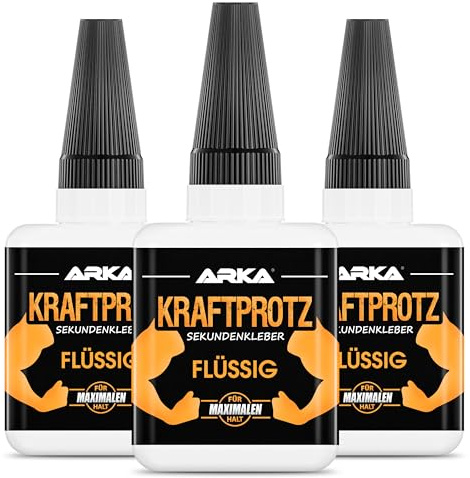 3x 50 g Sekundenkleber extra stark | Inkl. Anti-Austrocknungs-Spitze | KRAFTPROTZ | Flüssiger Superkleber | Universell verwendbar zum Kleben von Plastik, Kunststoff, Glas, Holz, Stein, Metall uvm.