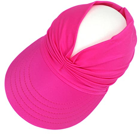 DUHGBNE Visière large pour enfant fille - Pour l'été - Pour la plage - Ombre - Casquette de sport - Écharpe ronde pour enfant, Rose, 1-5 ans