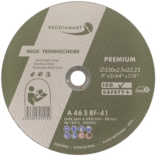PRODIAMANT Trennscheibe 230mm x 2,5mm 10 Stück Inox Flexscheibe für Metall Stahl und Edelstahl