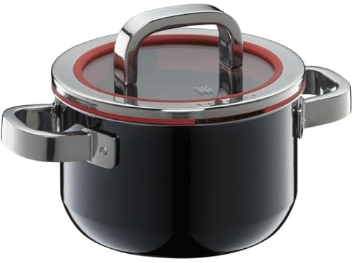 WMF Fusiontec Functional Kochtopf klein 16 cm, Glasdeckel, Bratentopf Induktion 1,3l High-Tech Keramik, 4 Abgießfunktionen, backofenfest, kratzfest, Made in Germany, schwarz