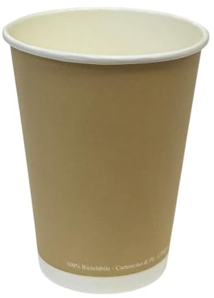 Generico 50 200 bicchieri di carta ecofriendly marroni da 350 ml Cartoncino USA e GETTA Bevande Fredde e Calde Compleanni Feste riciclabili (200 pezzi)
