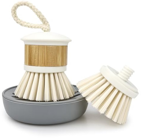 Bamboo Dish Brush Scrub Wooden Brush - Dish Brush, Bamboo Dish Brush, Bamboo Dish Scrubber, Bamboo Scrubber for Dishes, Palm Brush Dish Scrubber for Cleaning Dishes, Kitchen Utensils etc.