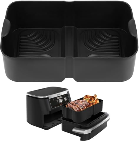 HOTUT Silicone Air Fryer Liners for Ninja Flex Drawer Air Fryer, AF500UK Air Fryer Accessories Reusable for Ninja Foodi Flexdrawer Dual Air Fryer 10.4L, for Ninja Air Fryer Liners 10.4 Litre Inserts