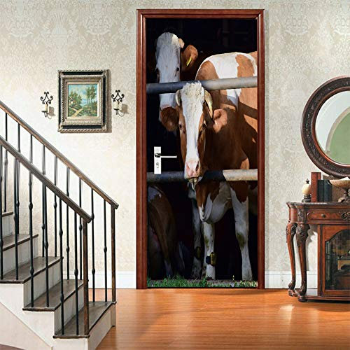 3D Türaufkleber Pferd Türposter 3D Türsticker Selbstklebend Tapete Wasserdichtes Abnehmbare Wohnzimmer Wandtattoos Vinyl Wandbild Wohnkultur B85 x H205cm