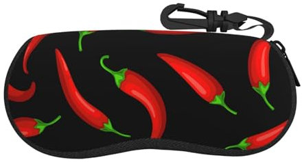 BEEOFICEPENG Brillenetui, Neopren Tragbares Sonnenbrillenetui Weiches Brillenetui Reißverschluss Brillenbox, Chili