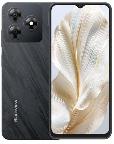 Blackview Wave 8C 4G Smartphone Débloqué, 6,56'' HD+, 6Go+64Go(2TB Externe), Caméra 13MP+8MP, 3 Emplacements pour Cartes, Android 14 Téléphone Portable Dual SIM, Haut-Parleur Smart-K Box, GPS Noir