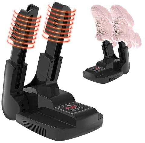 SKIKHN Secador de Zapatos Eléctrico, Botas Secadoras con Temporizador, Portátil Secador de Botas, Secador de Botas con Ozono, Diseño Plegable, Secado Rápido para Zapatos,Guantes, Calcetines (Negro-02)