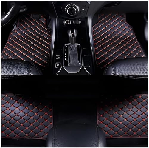 zjxwnb Auto FußMatten Leder Fussmatten für Peugeot 508 II SW 2018-2024+, Auto FußMatten Teppiche rutschfest Innenraum SchüTzen ZubehöR,Black Red