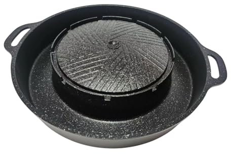 Folpus Poêle à griller 2 en 1, ustensile de cuisine antiadhésif, portable, coréen, barbecue, plaque de cuisson, barbecue extérieur, plateau à viande pour la, S