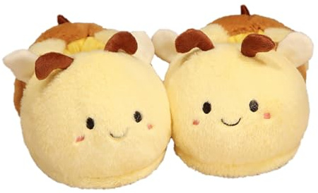 NiClothes Women's Cute Bee Bootie Slippers, Fuzzy Animal House Slippers with Heel, Warm Cozy Non-Slip Soft Sole for Indoor Comfort (Bee, Adult, Women, 5, Numeric Range, US Footwear Size System, 9, Medium)