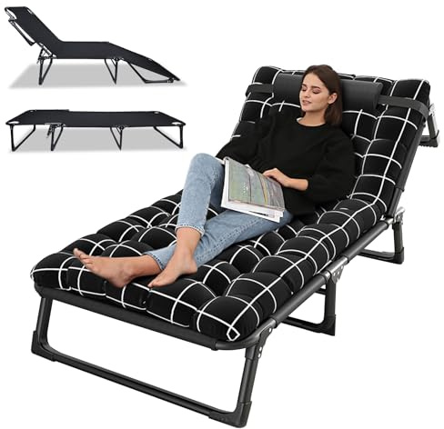 Générique Lit de Camping Pliable avec Matelas,Lit de Tente avec Sac de Transport, De Voyage Portable en Toile Oxford à Double Couche, Léger, pour Maison Sieste au Bureau Jardin Plage