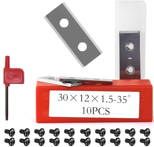 QQXUAN 30mm Carbide Inserts Cutters Scraper Blades 1.18 2 Edges for Paint Scrapers Woodworking Spiral Helical Planer Cutter Head Flush Trim Bit Lathe Turning Tools, 30x12x1.5mm 10pcs
