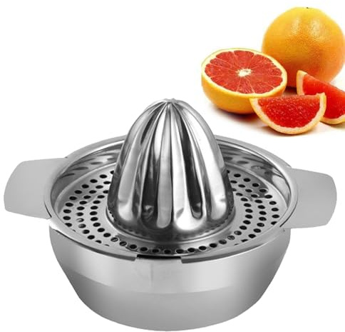 Hsyadazi Zitronenpresse Edelstahl, Durchmesser-13 cm, Zitronen Zitruspresse mit Behälter 400ML Manuell Zitruspresse Stark Robust, Spülmaschinengeeignet Home Entsafter