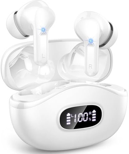 AOTONOK Wireless Earbuds, Bluetooth 5.4 Headphones In Ear with 4 ENC Noise Cancelling Mic, 40H Wireless Earphones Deep Bass, IP7 Waterproof Ear buds Bluetooth Earbuds, Mini UltraLight, LED Display