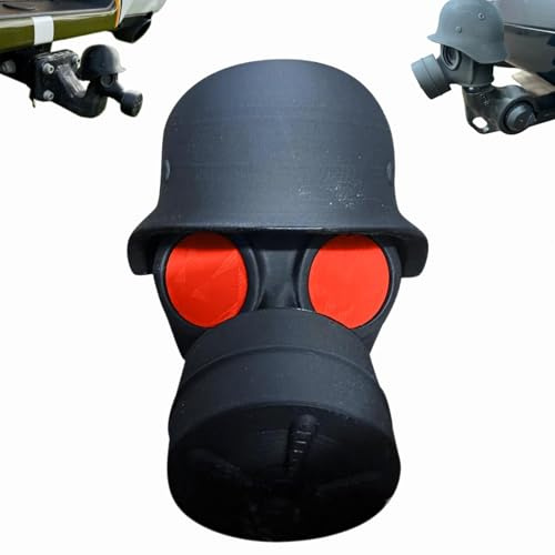 Cover Cap for Trailer Coupling, Trailer Coupling Protective Cap, Fun Gas Mask Helmet Trailers Hitch Covers, Car Decoration Accessories for Drawbar Hitch (Red)