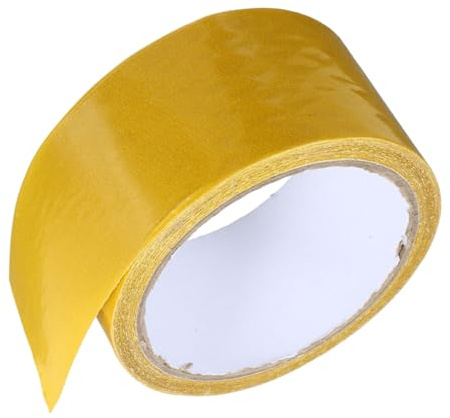 Alipis Waterproof Extra Strong Double Sided Tape Yellow Mesh, 5cm x 10m Wide Self-adhesive Tape for Carpets, Floors, and Wall Mounting