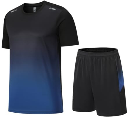 Beuwltpa Trainingsanzug Herren 2 Teiler Sommer Jogginganzug Sportanzug | Schnelltrocknend Funktionsshirt Atmungsaktiv Farbver Sport Tshirt&Kurze Hosen Set Bequeme Männer Tracksuit für Lauf Gym