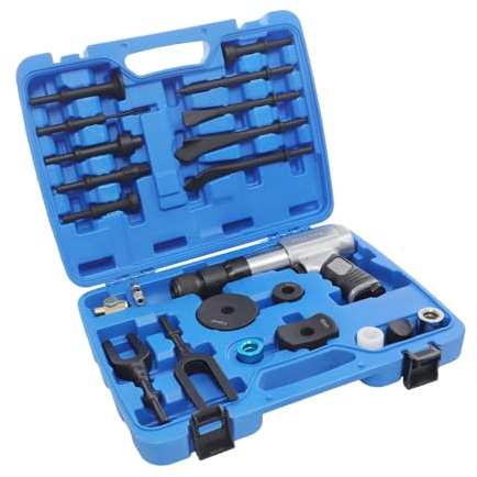 KiwiHood Kit martello pneumatico, multiuso, set di martello scalpello ad aria compressa con hub da 3,86 pollici, martello pneumatico professionale per riparazione auto, carrozzeria, martelli