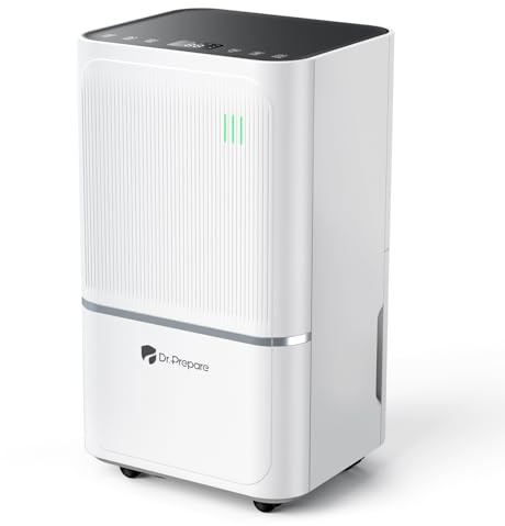 DR.PREPARE 38 Pints/Day Dehumidifier for Home with Drain Hose & 0.53 Gal Bucket, for 2000-2600 Sq.Ft Basement, Bedroom, Bathroom, Dry Clothes, Intelligent Humidistat, 3 Modes, 24H Timer