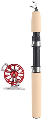 VBXCMLDPO Set di canne telescopiche per la Pesca sul Ghiaccio Invernale FD50, Combo Portatile per la Pesca sul Ghiaccio con Mulinello Interamente in Metallo e Impugnatura in Eva, Asta in (Rossa)