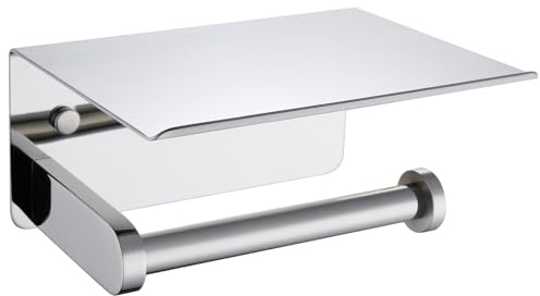 APLusee Toilettenpapierhalter mit Telefonablage poliertes Chrom, SUS 304 Edelstahl Badezimmer Zubehör Taschentuchrollenspender Aufbewahrung Wandmontage
