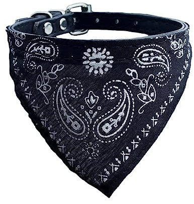 Newtensina Mode Hundebandana Halsband HundeHalsband Junge Mittel Bandana Hündchen Bandana mit Halsband für Hunde - Black - S