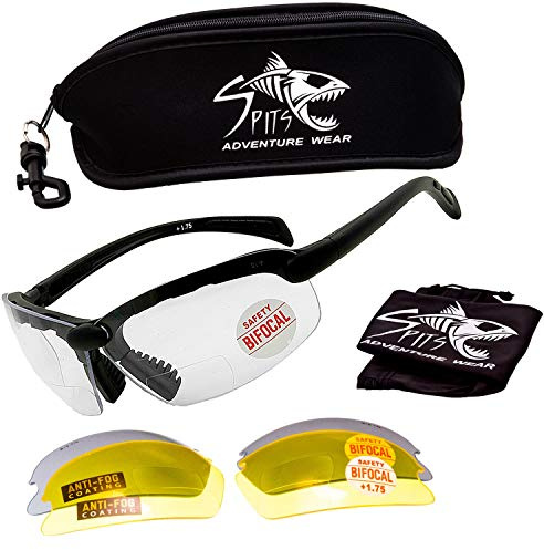Spits C2 Bottom Focal Magnifier Shooting Safety Glasses 7 Frame Colors (Frame Color: Matte Black, Magnifier: 1.5)
