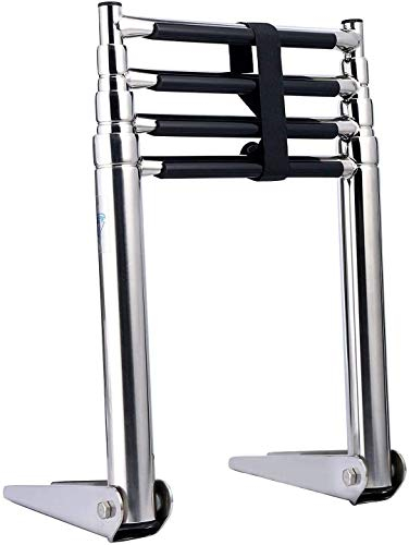 KAOLALI Escalera Plegable de Acero Inoxidable, Escalera Telescópica para Barco Yate (4 Escalones