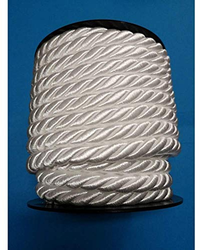 PIZZITALIANI Passamaneria decorativa - Cordone Intrecciato 10mm x 10m, BIANCO – Corda Decorativa flessibile, Cordoncino per decorazioni e Artigianato, Made in Italy