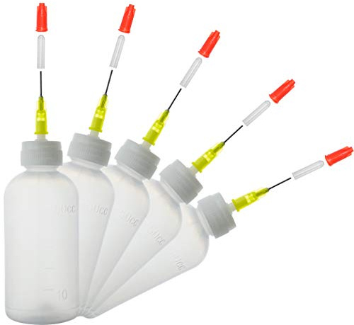 5 piezas Botella aguja 50 ml, botella aplicadora con agujas dispensadoras | LDPE, 20g aguja roma, manualidades DIY, recambio de pegamento, pintura acrílica, pintura al óleo