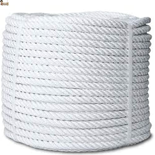 BricoLoco.com Cuerda Nylon torcida. 4 Cabos.SOGA Fibra sintética de Nylon. Cabo Amarre, Agricultura, ganadería, Pesca, construcción, decoración, Crossfit. (25, Diámetro 10 mm.)
