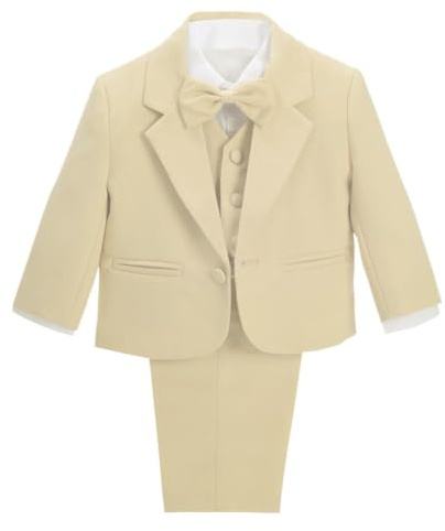 Lito Angels Baby Anzug Jungen Festlich Hochzeit, 5 Teiliges Set (Sakko, Weste, Hemd, Hose & Krawatte), Königsblau/Schwarz/Weiss/Elfenbein/Grau