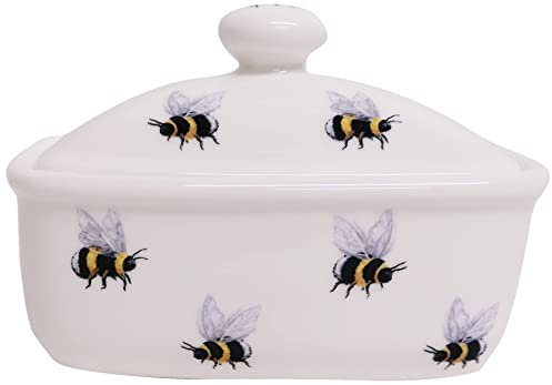 Bees Beurrier en porcelaine fine décorée à la main au Royaume-Uni