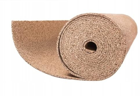 Rotolo di sughero al metro, dimensioni: 1 m x 10 m, superficie (10 m²), spessore da 2 mm a 10 mm. Isolamento acustico di pavimenti e pareti. Sughero di altissima qualità (4 mm)