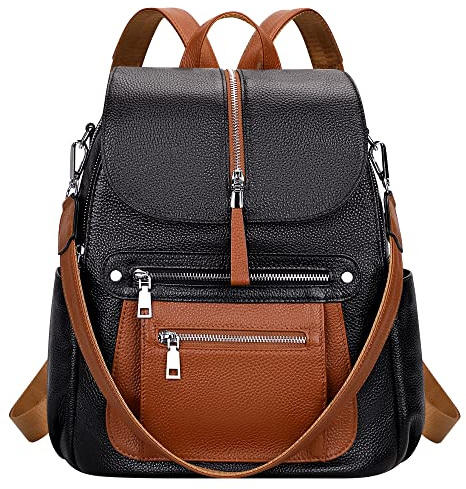 ALTOSY Sac à Dos Cuir Femme Véritable Grand avec Rabat Poches Multiples