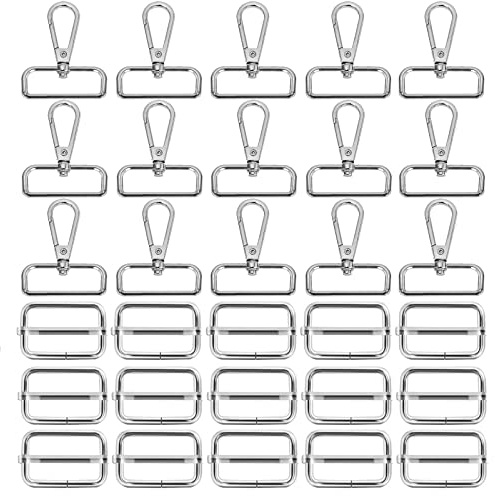 BOELLRUNO 30 Stücke Drehverschlüsse Schlüsselanhänger Schiebeschnalle Gurtschieber Karabiner 38mm für Taschen Handtasche Rucksack Tasche Zubehör