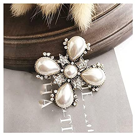 Broschen Kreuz Perle Legierung Brosche Retro Antik Kragennadel Für Kragenklammern Weibliche Schalnadel Ewelry Geschenk Corsage Anstecknadel