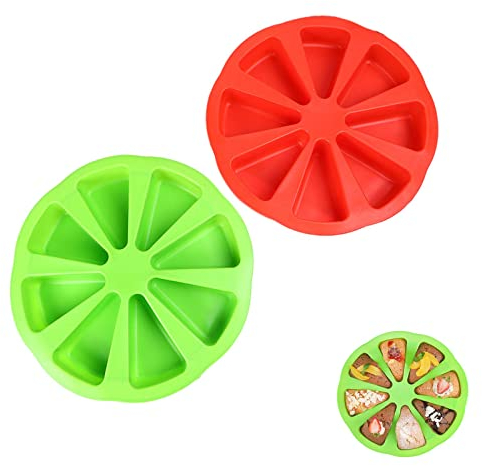 dinghaole 2 Silicone Baking Moulds 8 Cavity Non-Stick Cake Pan Mold Triangles Silicone Cake tins Suitable for Pizza Brownies Muffins Scotch Bonnet Cornbread soap