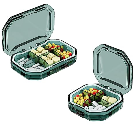 EACHPT Tablettenbox 2 Stück Pillendose Klein 4 Fächer+6 Fächer,Reise Pillen Organizer Tragbare Pillenbox Fächer Feuchtigkeitsfest Medikamentenbox Kleine Pillendose für Taschengeldbörse