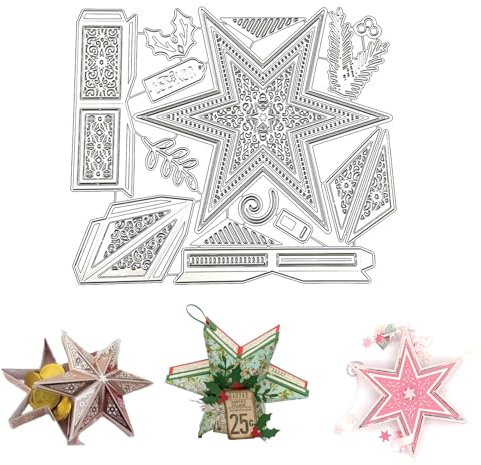 Ellxen Stern Stanzschablonen Weihnachten Schachtel,DIY Scrapbooking Prägung Papier Karten Kunst Handwerk Kartenherstellung,3D Hochzeitgeschenkbox Kuchenbox Keksbox Süßigkeitenbox